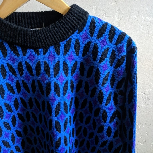 Vintage diamond pattern wool sweater - Picture 1 of 4